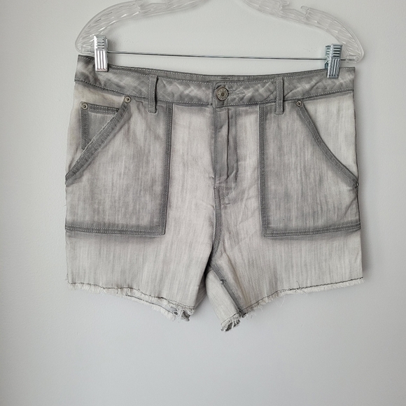 Free People Pants - Free People Grey Denim Rolled Raw Hem Shorts